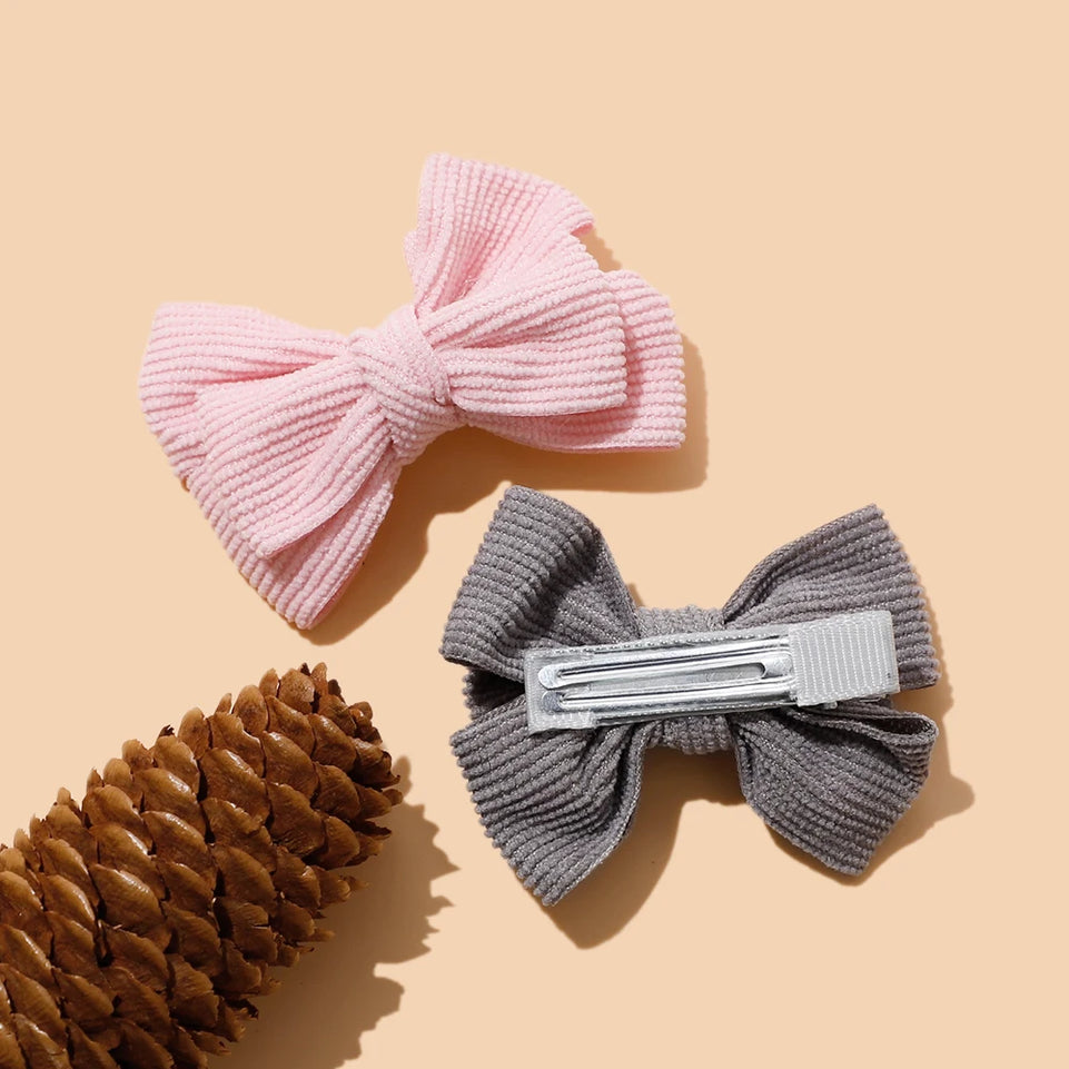 Girls Solid Color Bowknot Hairclips Cute Corduroy Hair Clips for Kids Boutique Handmade Headwear Girl Hair Accessoires 3 Colors