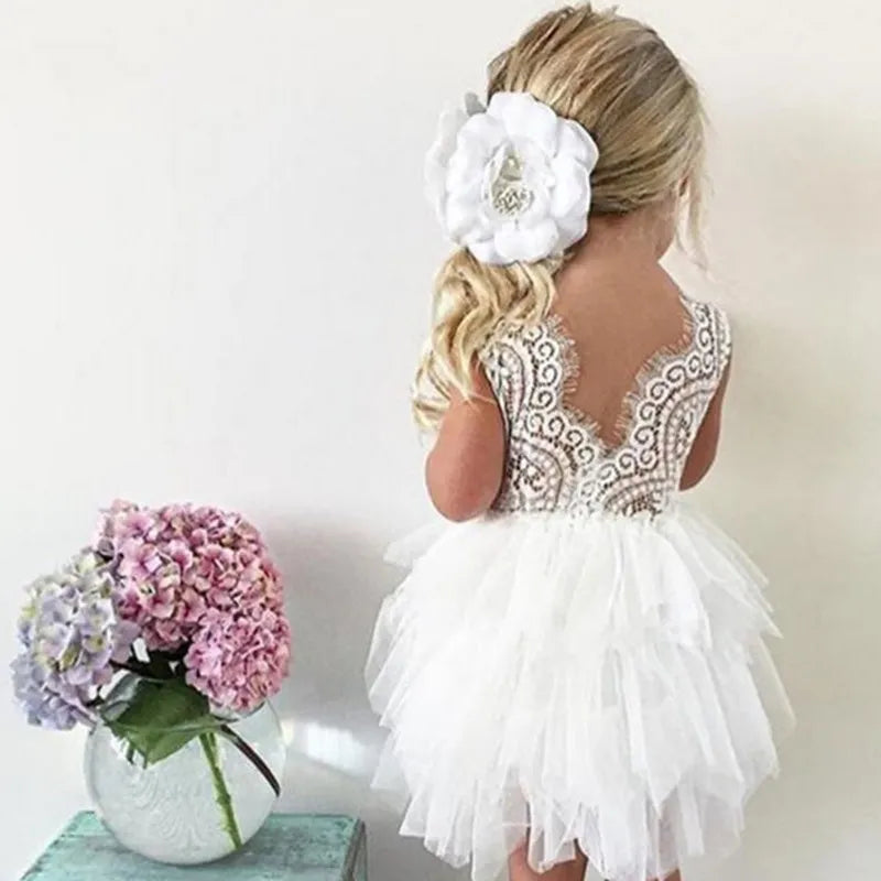 Baby Girl Dress Party 1 Year Birthday Dress Lace Cotton Baptism Vestido Infantil Tulle Wedding Dresses White Baptism Clothes