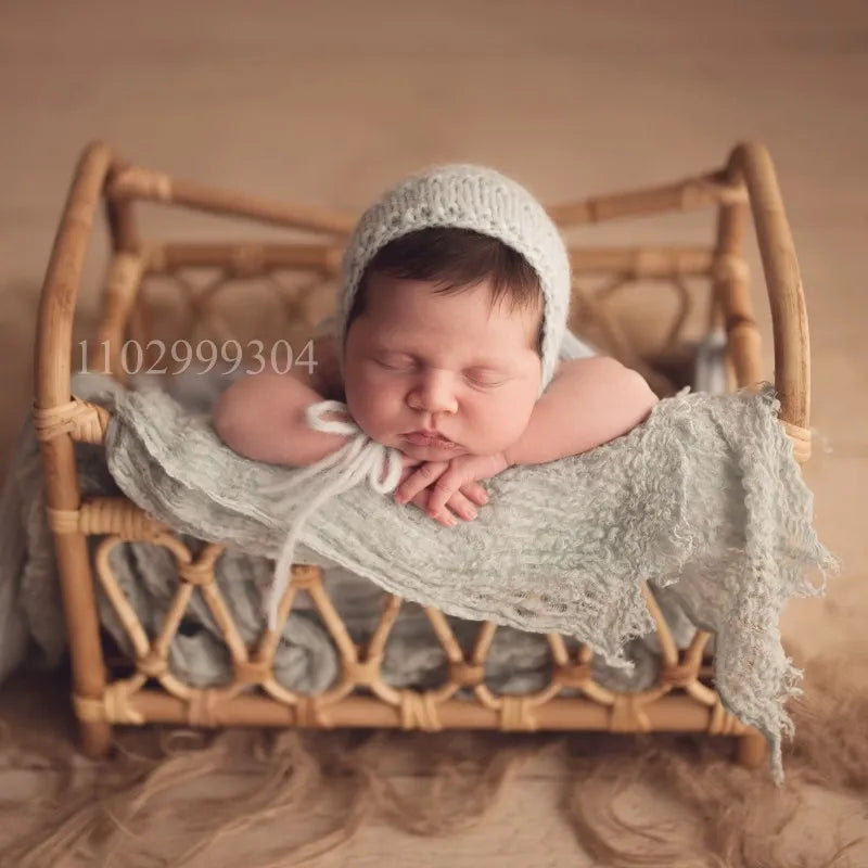 Newborn Photography Props  Infant Woven Rattan Basket Vintage Baby Photo Shoot Furniture Posing Chair Photo Bebe  Accessoire Bed