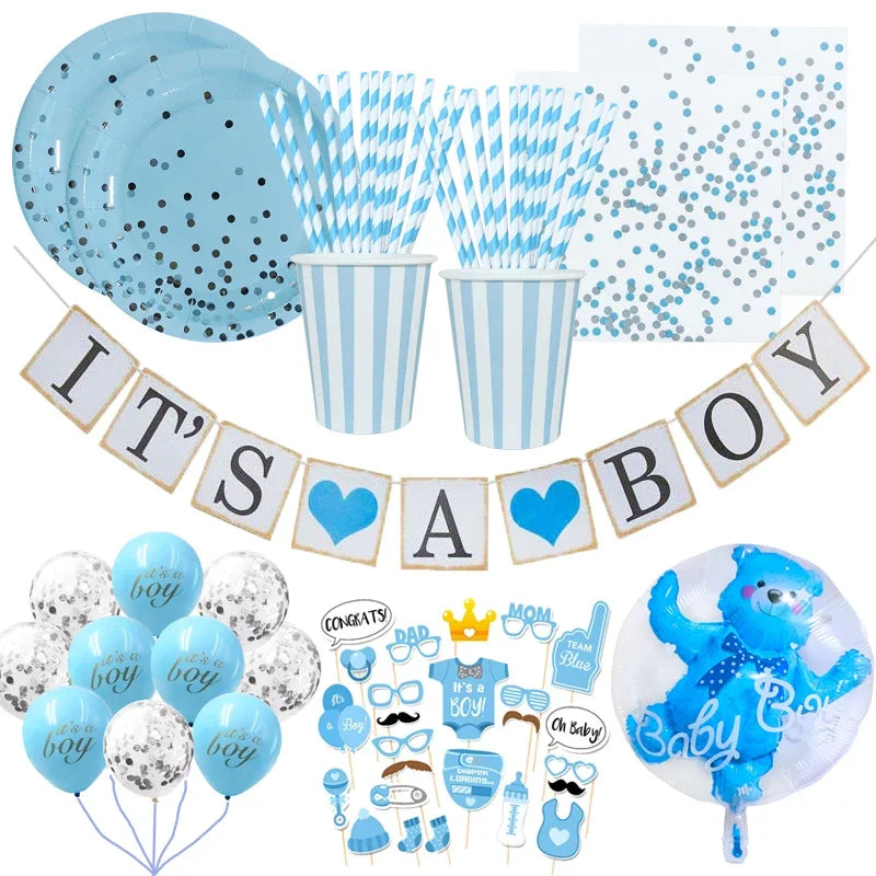 Baby Shower Girl Boy It's A Boy It's A Girl Balloon Banner Gender Reveal Birthday Party Decoration Kids Oh Baby Shower Set Gifts
