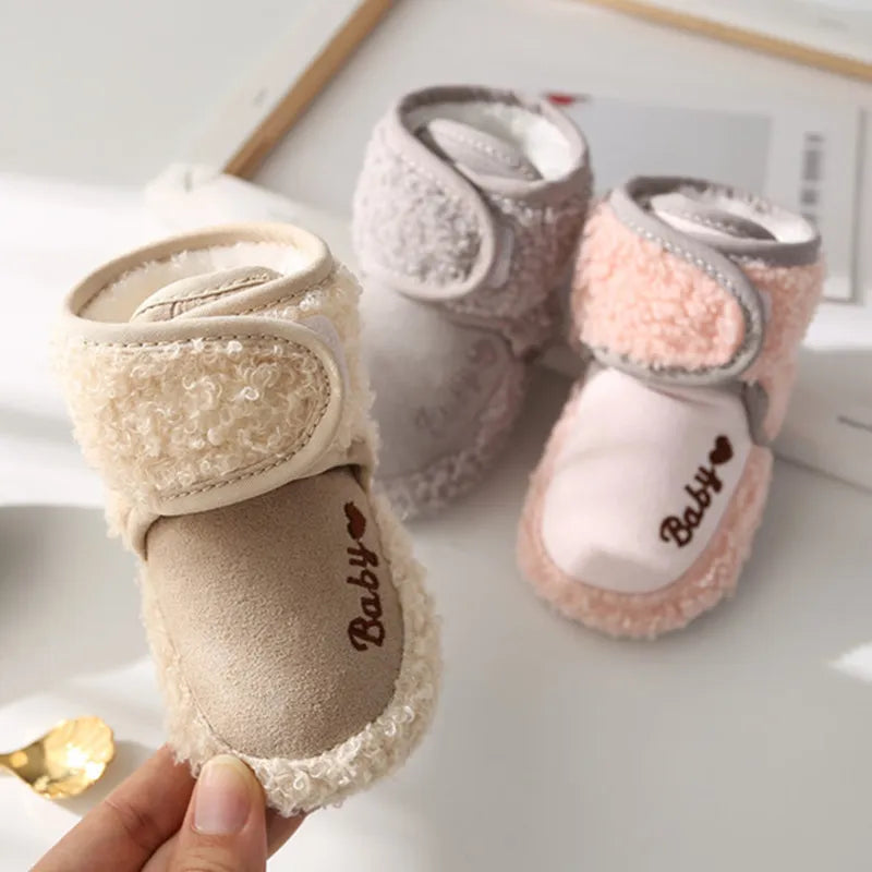 Baby Socks Winter Baby Boy Girl Booties Fluff Soft Toddler Shoes First Walkers Anti-slip Warm Newborn Infant Crib Shoes