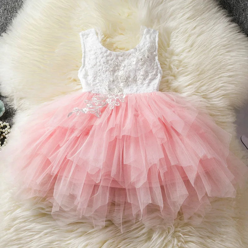 Baby Girl Dress Party 1 Year Birthday Dress Lace Cotton Baptism Vestido Infantil Tulle Wedding Dresses White Baptism Clothes