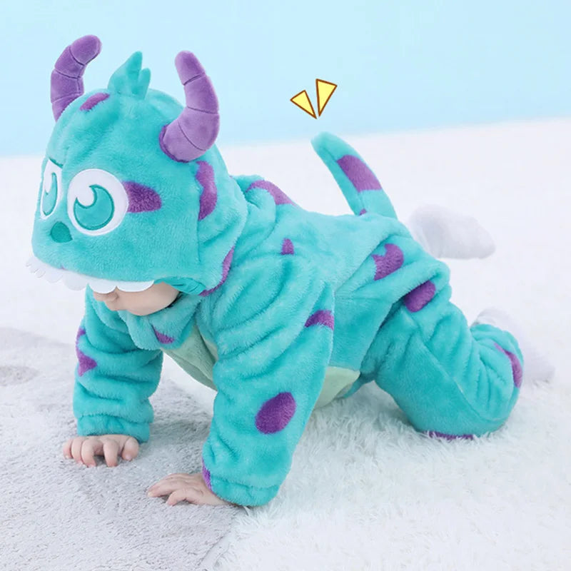 Baby Sully Romper Blue Warm Onesie Newborn Bebes Boy Girl Clothes Halloween Cow Costumes Cartoon Toddler Outfit Cute 0-3 Years